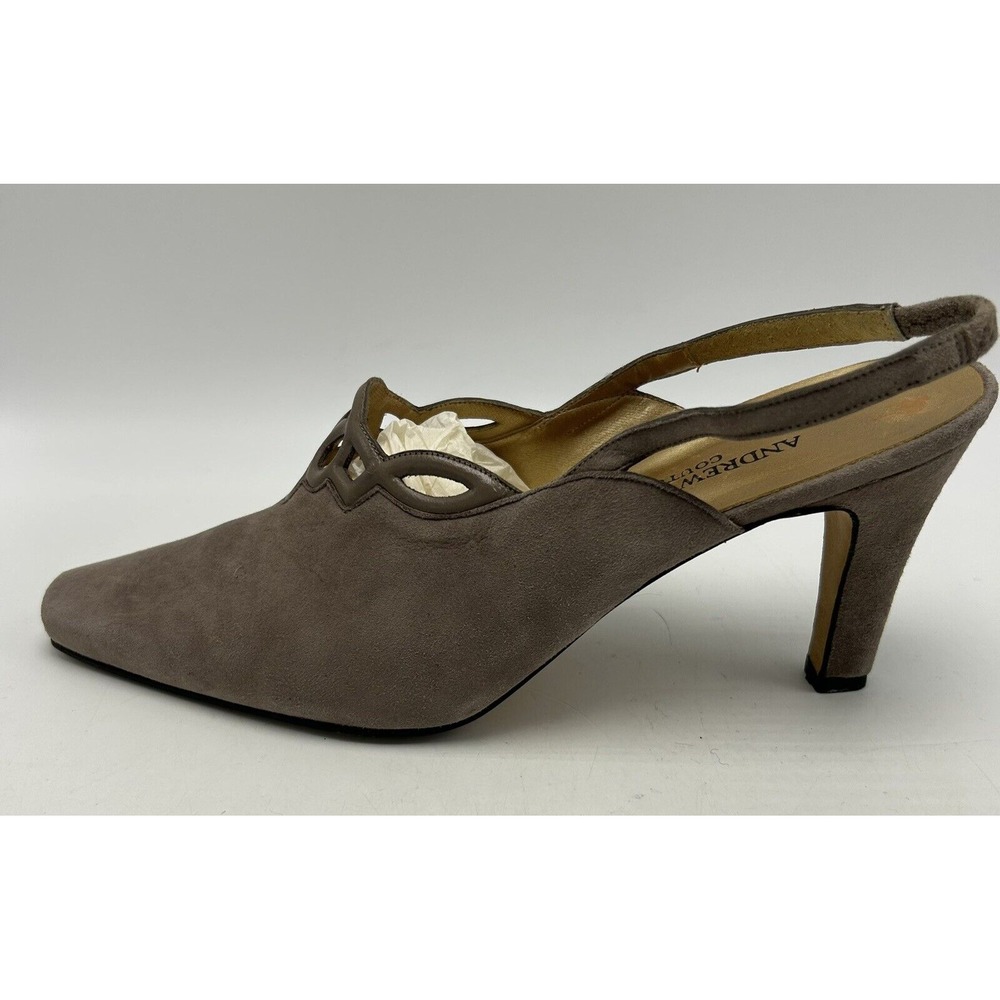Andrew Geller Heels Womens 10 B Couture Beige Leather Slip On Spain 3" Read